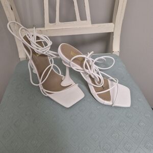 Miss Lola White Lace-Up Heels